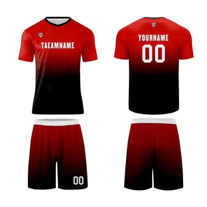 Benutzerdefinierte Rot Schwarz Trikots für Männer Frauen Personalisierte Fußball Uniformen für Erwachsene und Kind