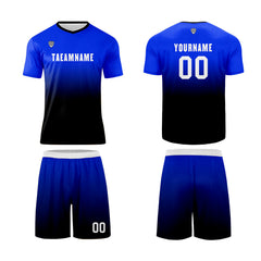 Benutzerdefinierte Blau Schwarz Trikots für Männer Frauen Personalisierte Fußball Uniformen für Erwachsene und Kind