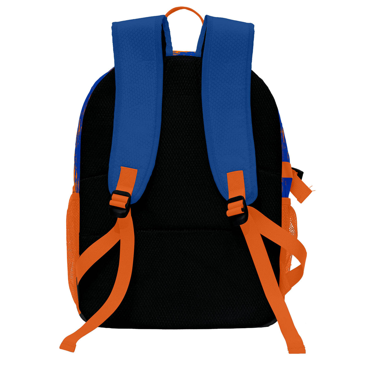 Individuell gestalteter & leuchtend blau - orangener Basketball - und Fußballrucksack mit personalisierten Spielernamen & Nummern und Teamlogos #BP-0919-0009