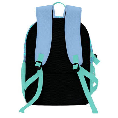 Personalisierter Basketball - und Fußballrucksack in Cyan & Lila und Blau mit Spielernamen & Nummern und Teamlogo #BP-0919-0013