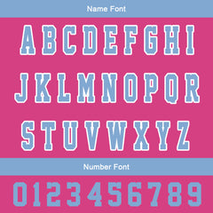 Maßgeschneiderte Bleischblau Rosa Letterman Varsity Jacket Individuelle Stickerei Druck nach Ihrem Wunsch