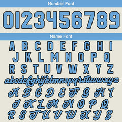 Maßgeschneiderte Hellblaue Creme Letterman Varsity Jacket Individuelle Stickerei Druck nach Ihrem Wunsch