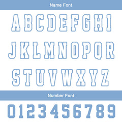 Maßgeschneiderte Bleischblau Weiß Letterman Varsity Jacket Individuelle Stickerei Druck nach Ihrem Wunsch