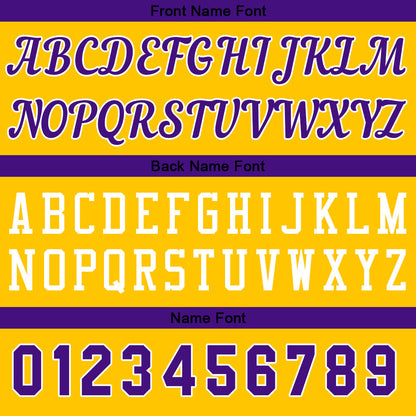 Individuelle Gelb Lila Basketball Jersey Shorts für Männer und Frauen Gestickter und gedruckter Name, Nummer und Logo