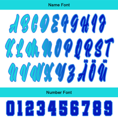 Benutzerdefiniert Weiß Cyan Personalisierter Baseball Jersey mit Farbverlauf Team Uniform mit Namen und Nummer