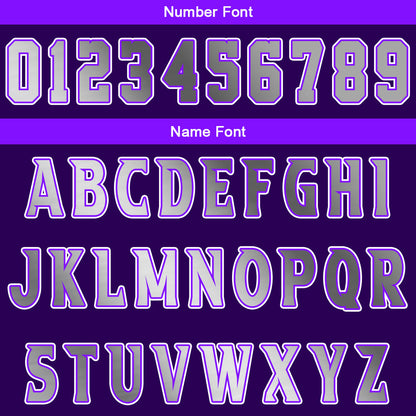 Benutzerdefinierter Lila Grau Basketball Jersey Uniform Anzug gedruckt Ihr Logo Name Nummer