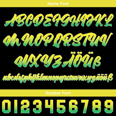 Benutzerdefiniert Schwarz Gelb Grün Personalisierter Baseball Jersey mit Farbverlauf Team Uniform mit Namen und Nummer