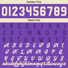 Maßgeschneiderte Lila Creme Letterman Varsity Jacket Individuelle Stickerei Druck nach Ihrem Wunsch