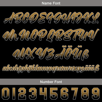Benutzerdefiniert Altes Schwarzes Gold Personalisierter Baseball Jersey mit Farbverlauf Team Uniform mit Namen und Nummer