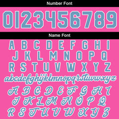 Maßgeschneiderte Rosa Hellblau Letterman Varsity Jacket Individuelle Stickerei Druck nach Ihrem Wunsch