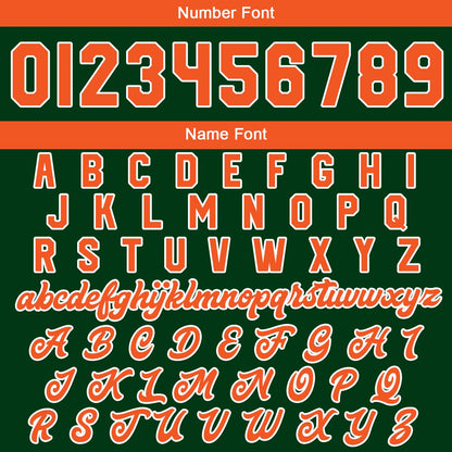 Maßgeschneiderte Dunkelgrün Orange Letterman Varsity Jacket Individuelle Stickerei Druck nach Ihrem Wunsch