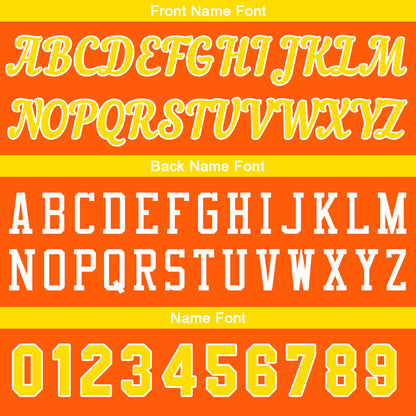 Individuelle Orange-Gelb Basketball Jersey Shorts für Männer und Frauen Gestickter und gedruckter Name, Nummer und Logo