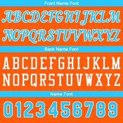 Individuelle Orange-Hellblau Basketball Jersey Shorts für Männer und Frauen Gestickter und gedruckter Name, Nummer und Logo