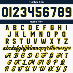 Maßgeschneiderte Marine Weiß Gelb Letterman Varsity Jacket Individuelle Stickerei Druck nach Ihrem Wunsch