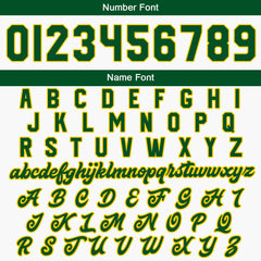 Maßgeschneiderte Grün Gelb Weiß Letterman Varsity Jacket Individuelle Stickerei Druck nach Ihrem Wunsch