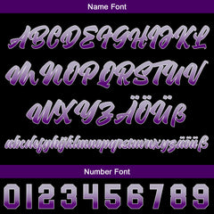 Benutzerdefiniert Schwarz Lila Grau Personalisierter Baseball Jersey mit Farbverlauf Team Uniform mit Namen und Nummer