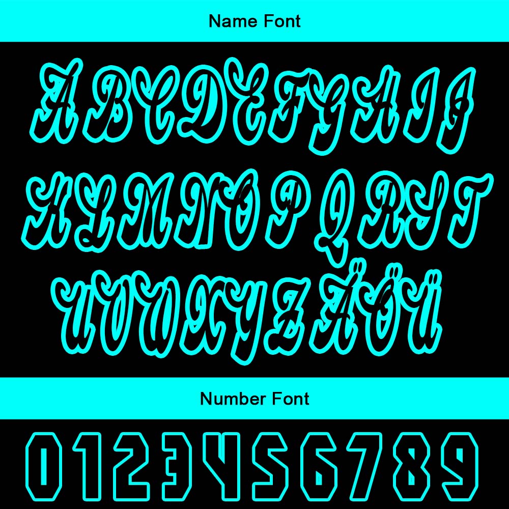 Benutzerdefiniert Schwarz Cyan Personalisierter Baseball Jersey mit Farbverlauf Team Uniform mit Namen und Nummer