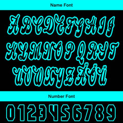 Benutzerdefiniert Schwarz Cyan Personalisierter Baseball Jersey mit Farbverlauf Team Uniform mit Namen und Nummer