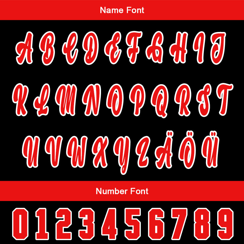 Benutzerdefiniert Schwarz Rot Personalisierter Baseball Jersey mit Farbverlauf Team Uniform mit Namen und Nummer