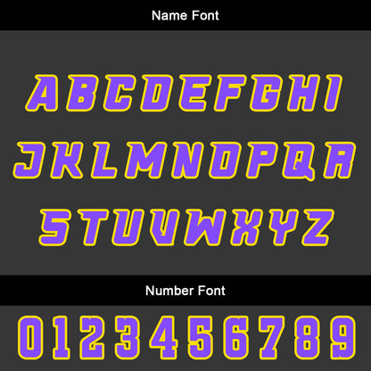 Benutzerdefinierter Gelb Violett Basketball Jersey Uniform Anzug gedruckt Ihr Logo Name Nummer