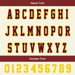 Maßgeschneiderte Claret Creme Letterman Varsity Jacket Individuelle Stickerei Druck nach Ihrem Wunsch