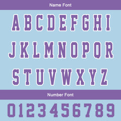 Maßgeschneiderte Lila Löwenblau Letterman Varsity Jacket Individuelle Stickerei Druck nach Ihrem Wunsch