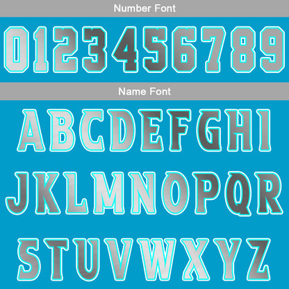 Benutzerdefinierter Cyan Grau Basketball Jersey Uniform Anzug gedruckt Ihr Logo Name Nummer