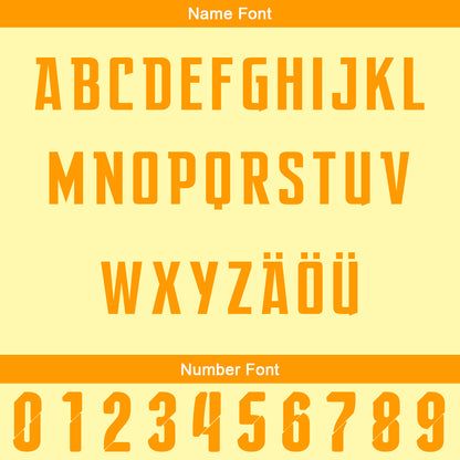 Benutzerdefiniert Hellgelb Orange Personalisierter Baseball Jersey mit Farbverlauf Team Uniform mit Namen und Nummer