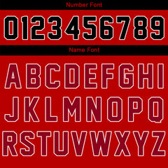 Maßgeschneiderte Rot Schwarz Letterman Varsity Jacket Individuelle Stickerei Druck nach Ihrem Wunsch