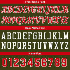 Individuelle Armeegrün-Rot Basketball Jersey Shorts für Männer und Frauen Gestickter und gedruckter Name, Nummer und Logo