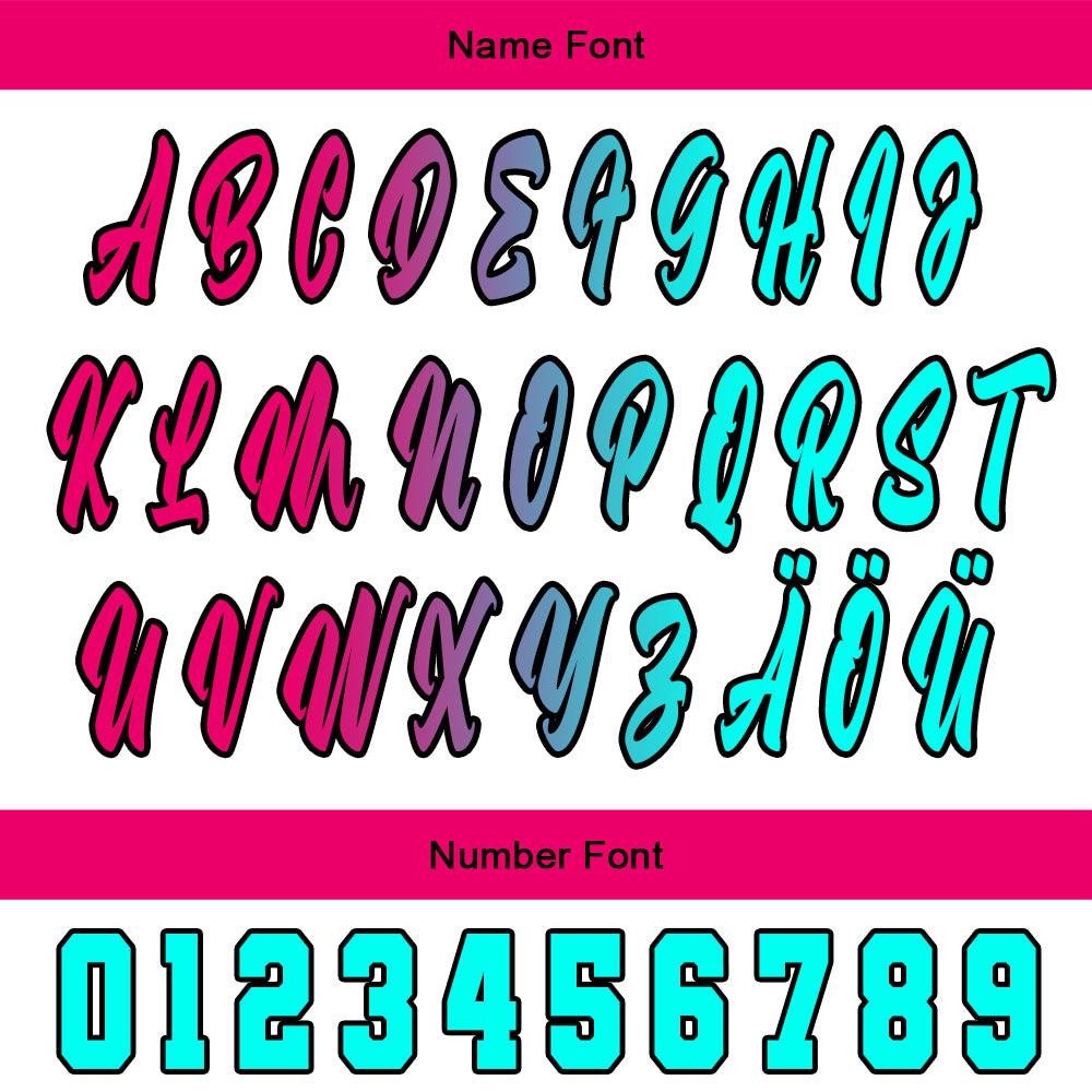 Benutzerdefiniert Rosa Cyan Personalisierter Baseball Jersey mit Farbverlauf Team Uniform mit Namen und Nummer