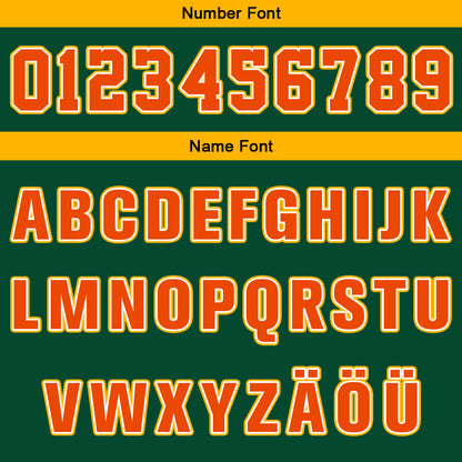Benutzerdefinierter Grün Orange Gelb Basketball Jersey Uniform Anzug gedruckt Ihr Logo Name Nummer