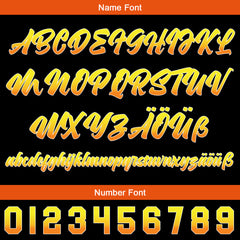 Benutzerdefiniert Schwarz Orange Gelb Personalisierter Baseball Jersey mit Farbverlauf Team Uniform mit Namen und Nummer