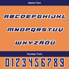 Maßgeschneiderte Marine Orange Letterman Varsity Jacket Individuelle Stickerei  Druck nach Ihrem Wunsch