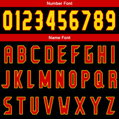 Benutzerdefinierter Schwarz Rot Gelb Basketball Jersey Uniform Anzug gedruckt Ihr Logo Name Nummer