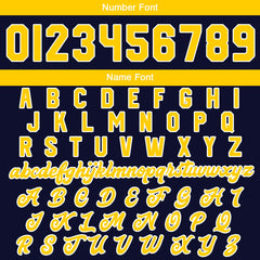 Maßgeschneiderte Marine Gelb Letterman Varsity Jacket Individuelle Stickerei Druck nach Ihrem Wunsch