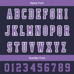 Maßgeschneiderte Lila Marine Letterman Varsity Jacket Individuelle Stickerei Druck nach Ihrem Wunsch