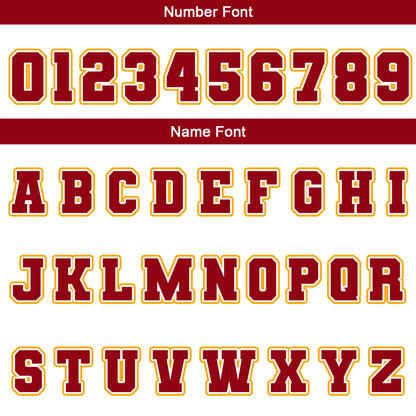 Benutzerdefiniert Weiß Gelb Rot Wasserdichte Varsity Jacken Personalisiert genäht Name Nummer Logo zu Letterman Jacken