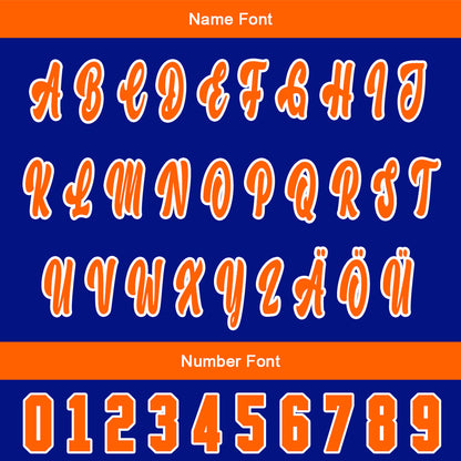 Benutzerdefiniert Blau Orange Personalisierter Baseball Jersey mit Farbverlauf Team Uniform mit Namen und Nummer