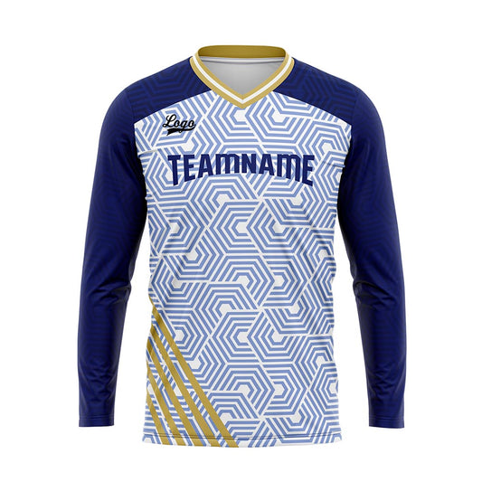 Kundenspezifisches Dunkel Blau Gold Basketball Fußball Schießen langes T-Shirt für Erwachsene und Kinder