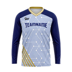 Kundenspezifisches Dunkel Blau Gold Basketball Fußball Schießen langes T-Shirt für Erwachsene und Kinder
