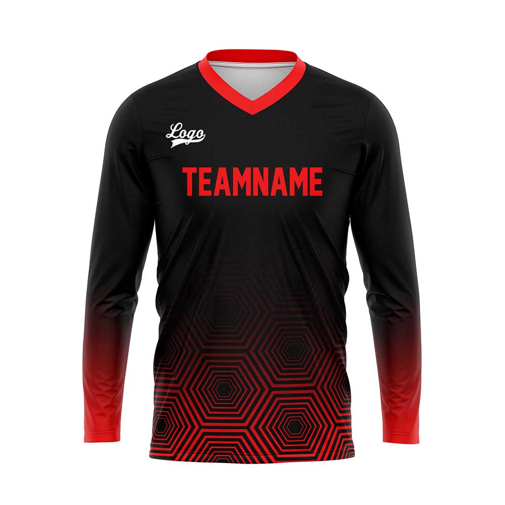 Kundenspezifisches Schwarz Rot Basketball Fußball Schießen langes T-Shirt für Erwachsene und Kinder