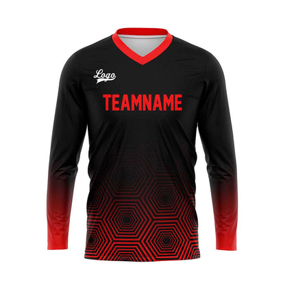 Kundenspezifisches Schwarz Rot Basketball Fußball Schießen langes T-Shirt für Erwachsene und Kinder
