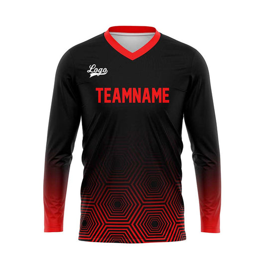 Kundenspezifisches Schwarz Rot Basketball Fußball Schießen langes T-Shirt für Erwachsene und Kinder
