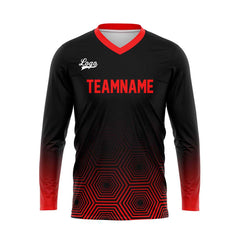 Kundenspezifisches Schwarz Rot Basketball Fußball Schießen langes T-Shirt für Erwachsene und Kinder
