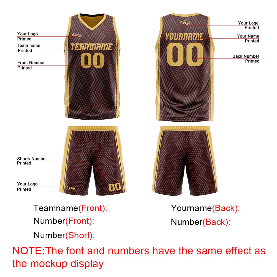 Benutzerdefinierte Braun Gelb Reversible Basketball Jersey Personalisierte Drucken Name Nummer Logo