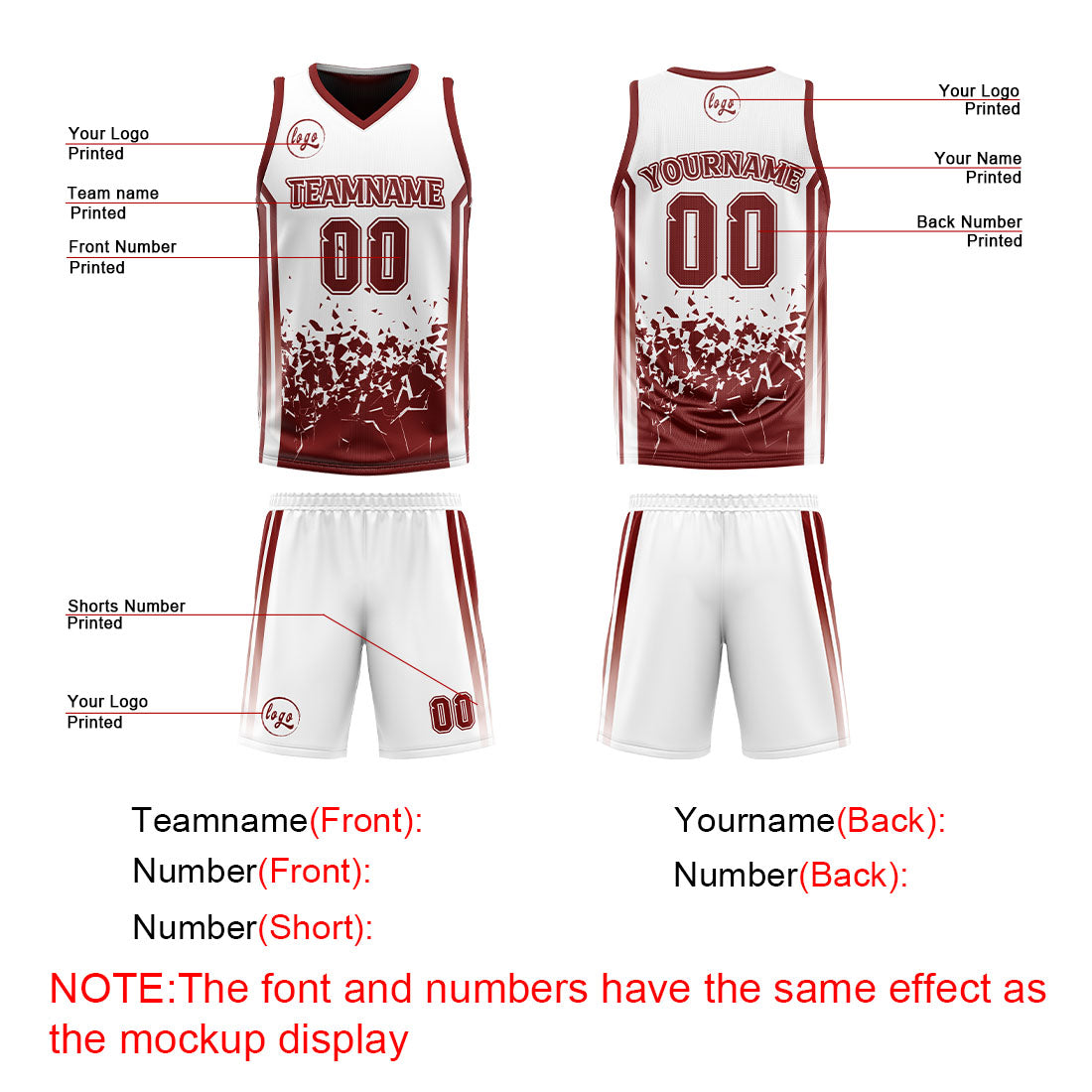 Benutzerdefinierte Burgund Weiß Reversible Basketball Jersey Personalisierte Drucken Name Nummer Logo