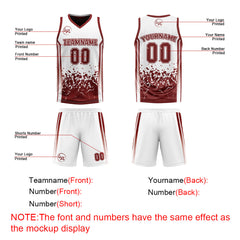 Benutzerdefinierte Burgund Weiß Reversible Basketball Jersey Personalisierte Drucken Name Nummer Logo