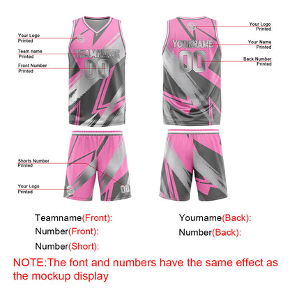 Benutzerdefinierter Rosa Grau Basketball Jersey Uniform Anzug gedruckt Ihr Logo Name Nummer