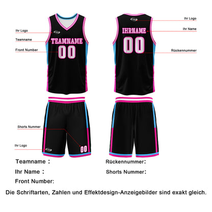 Benutzerdefinierte Schwarz Weiß Reversible Basketball Jersey Personalisierte Drucken Name Nummer Logo